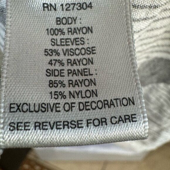 John Mark Geometric Embroidered Black White Lace Boho Blouse Flounce Sleeve M - Picture 5 of 11